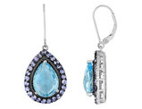 Sterling Silver Blue Topaz Drop Earrings with Tanzanites