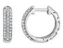 Crystal Huggie Hoop Earrings 1/2 Carat (ctw) in Sterling Silver (3/4 inch)
