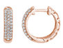 Crystal Huggie Hoop Earrings 1/2 Carat (ctw) in Sterling Silver with Rose Gold Plating (3/4 inch)