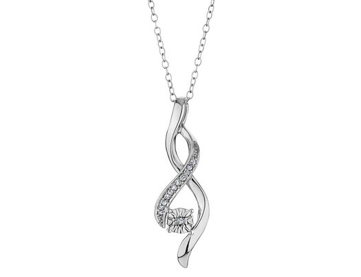 Diamond Infinity Pendant Necklace in Sterling Silver with Chain