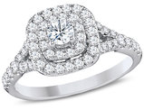 1.00 Carat (I1-I2) Diamond Double Halo Engagement Ring in 14K White Gold