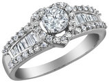 1.0 Carat (ctw Color H-I Clarity I2-I3) Diamond Heart Engagement Promise Ring in 10K White Gold