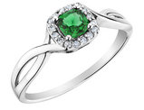 Emerald Ring with Accent Diamonds in 10K White Gold