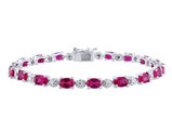 13.50 Carat (ctw) Lab-Created Ruby Bracelet with Diamonds in Sterling Silver