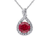 Lab-Created Ruby & Diamond Infinity Pendant Necklace 1.80 Carat (ctw) in 10K White Gold with chain