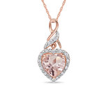 1.80 Carat (ctw) Morganite & Diamond Heart Pendant Necklace in 10K Rose Pink Gold with Chain