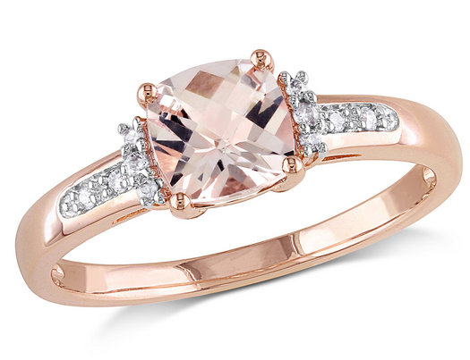 1.00 Carat (ctw) Morganite & Diamond Ring in 10K Rose Pink Gold