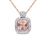 Morganite and Diamond 7/10 Carat (ctw) Fashion Pendant Necklace with Chain in 10K Pink Gold