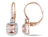1.30 Carat (ctw) Morganite and Diamond Leverback Earrings in 10K Rose Gold