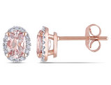 1.00 Carat (ctw) Morganite & Diamond Earrings in 10K Rose Gold