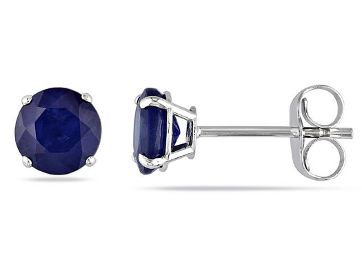 1.20 Carat (ctw) Natural Blue Sapphire Solitaire Earrings  in 14K White Gold