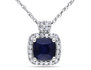 Sapphire and Diamond Fashion Pendant 4/5 Carat (ctw) with Chain in 10k White Gold