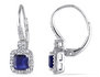 Sapphire and Diamond Earrings 1.60 Carat (ctw) in 10k White Gold