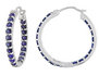 Created Sapphire In and Out Hoop Earrings 3.60 Carat (ctw) in Sterling Silver