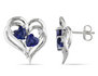 Created Sapphire and Diamond 2.30 Carat (ctw) Earrings in Sterling Silver