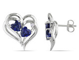 Lab-Created Blue Sapphire and Diamond 2.30 Carat (ctw) Earrings in Sterling Silver