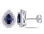Created Blue and White Sapphire Earrings 2.75 Carat (ctw) in Sterling Silver