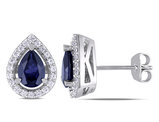 2.65 Carat (ctw) iLab-Created Blue & White Sapphire Earrings in Sterling Silver