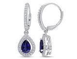 2.90 Carat (ctw) Lab-Created Blue & White Sapphire Earrings in Sterling Silver