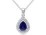 Created Blue and White Sapphire Pendant Necklace 2.20 Carat (ctw) in Sterling Silver with Chain