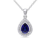 2.20 Carat (ctw) Lab-Created Blue & White Sapphire Pendant Necklace in Sterling Silver with Chain