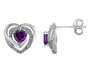 Amethyst Heart Earrings in Sterling Silver