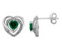 Created Emerald Heart Earrings in Sterling Silver