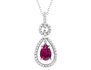 Created Ruby Pendant Necklace with Diamond Accent in Sterling Silver with Chain