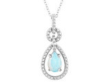Sterling Silver Lab-Created Opal Pendant Necklace with Chain