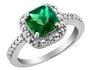 Created Emerald and Diamond Ring 2.0 Carat (ctw) in Sterling Silver