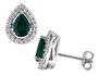 Created Emerald Earrings and Created White Sapphire 5.50 Carat (ctw) with Diamond in Sterling Silver