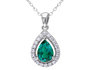 Created Emerald and Created White Sapphire Teardrop 1.50 Carat (ctw) Pendant Necklace in Sterling Silver with chain