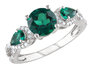 Created Emerald Rings 2 1/6 Carat (ctw) with Diamonds in Sterling Silver