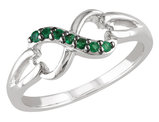Natural Green Emerald Infinity Ring 1/7 Carat (ctw) in Sterling Silver