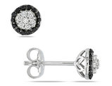 1/4 Carat (ctw I2-I3) Black & White Diamond Halo Earrings in Sterling Silver