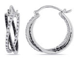 1/4 Carat (ctw) Black and White Diamond Hoop Earrings in Sterling Silver