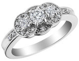 Three Stone Diamond Engagement Ring 1/2 Carat (ctw) in 10K White Gold