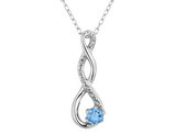 Blue Topaz Infinity Pendant Necklace with Diamond in Sterling Silver with Chain