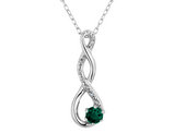 Lab-Created Emerald Infinity Pendant Necklace in Sterling Silver with Chain