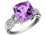 4.50 Carat (ctw) Amethyst Ring in Sterling Silver with Accent Diamonds