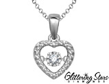 Glittering Stars Diamond Heart Pendant in Sterling Silver with Chain