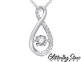 Glittering Stars Diamond Infinity Pendant in Sterling Silver with Chain