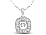 1/4 Carat (ctw H-I Clarity I2-I3) Dancing Diamond Halo Pendant Necklace 10K White Gold with Chain