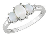 2/5 Carat (ctw) Lab-Created Opal Three Stone Ring in 10K White Gold