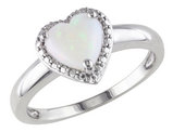 1.00 Carat (ctw) Opal Heart Ring in Sterling Silver