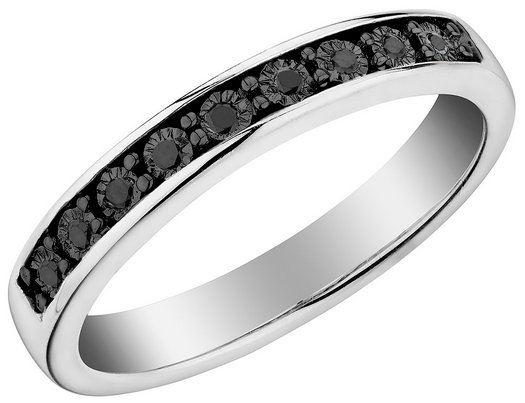 Black Diamond Stackable Ring in Sterling Silver