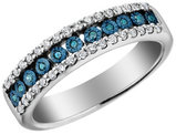 Blue and White Diamond Ring 1/4 Carat (ctw) in Sterling Silver