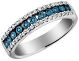 1/4 Carat (ctw) Blue and White Diamond Ring in Sterling Silver