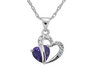 Amethyst and Created White Sapphire Two Hearts Pendant in Sterling Silver with Chain