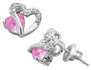 Created Pink and White Sapphire Two Hearts Earrings in Sterling Silver